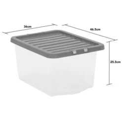 B&M Clear Storage Box With Lid 30L - Grey -B&M 258020 30l storage box with lid grey 3