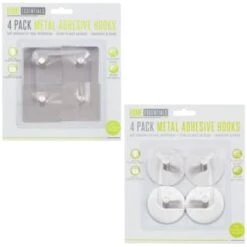 B&M Metal Adhesive Hooks 4pk - Square 9 B&M Metal Adhesive Hooks 4pk - Square -B&M 332165 metal hooks 4pk circle
