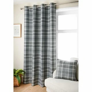 B&M Oakland Traditional Woven Grey Check Curtains 46 X 72" 1 B&M Oakland Traditional Woven Grey Check Curtains 46 X 72"
