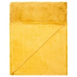 B&M Oversized Waffle Throw - Ochre -B&M 344890 oversized waffle throw ochre 2