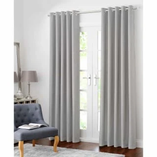 B&M Colorado Hopsack Fully Lined Eyelet Curtains 46 X 72" - Silver 1 B&M Colorado Hopsack Fully Lined Eyelet Curtains 46 X 72" - Silver