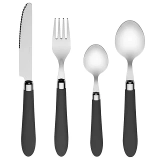 B&M Soft Touch Cutlery Set 16pc - Grey 1 B&M Soft Touch Cutlery Set 16pc - Grey