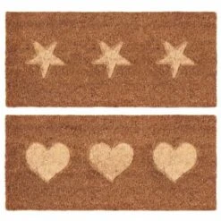 B&M Embossed Coir Step Mat - Hearts -B&M 367447 embossed coir step mat 25x55cm main