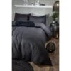 B&M Luna Waffle Double Duvet Set - Black
