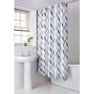 B&M Hookless Print Shower Curtain - Blue 1 B&M Hookless Print Shower Curtain - Blue