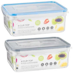 B&M Clip Top Food Containers 4pk - Blue -B&M 369681 4pk clip top food containers group