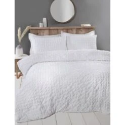 B&M Loft Studio Lara Seersucker King Duvet Set - White