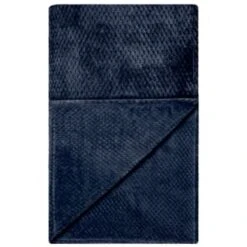 B&M Waffle Faux Fur Throw - Navy -B&M 372950 waffle faux fur throw navy