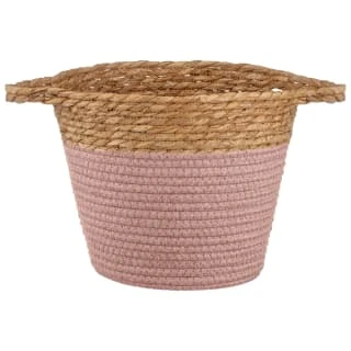 B&M Small Two Tone Wicker Basket - Pink 1 B&M Small Two Tone Wicker Basket - Pink