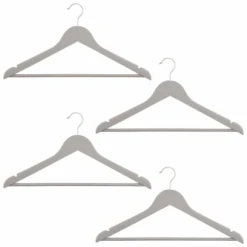 B&M Matte Grey Wooden Hangers 4pk -B&M 376023 wooden hangers 4pk group
