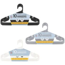 B&M Jumbo Hangers 10pk - Grey -B&M 376555 376556 376557 10pk strong clothes hangers main 1