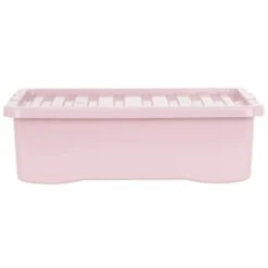 B&M Under Bed Storage Box 32L - Dusty Pink -B&M 377038 under bed storage box 32l dusty pink