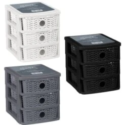 B&M 3 Tier Chevron Storage Organiser - Black -B&M 377462 3 drawer chevron organiser main