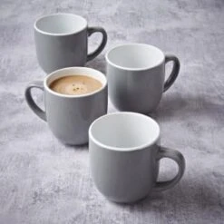 Simply Everyday Gloss Mugs 4pk - Grey -B&M 380120 4pk simply everyday mugs grey