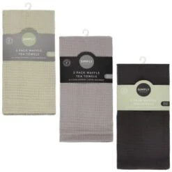 Simply Everyday Waffle Tea Towels 3pk - Grey 7 Simply Everyday Waffle Tea Towels 3pk - Grey -B&M 380223 380224 380225 3pk simply everyday waffle teal towels main