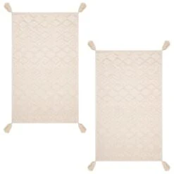 B&M Homestead Embossed Tea Towels With Tassels 2pk - Natural -B&M 380229 2pk homestead embossed tea towel with tassels 2