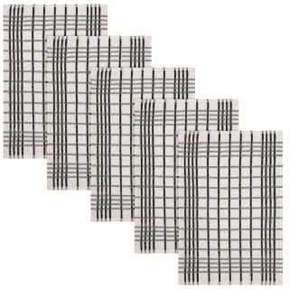 B&M Essentials Check Tea Towels - Black 5pk 3 B&M Essentials Check Tea Towels - Black 5pk - Image 3