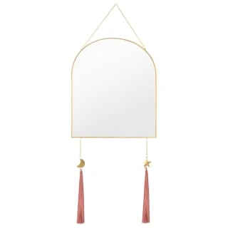 B&M Gold Mirror With Pink Tassels 1 B&M Gold Mirror With Pink Tassels