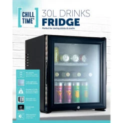 B&M Chill Time Mini Bar Fridge 30L -B&M 381810 chill time 30l drinks fridge 4