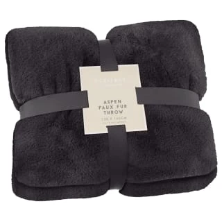 Heritage Collection Aspen Faux Fur Throw - Charcoal 1 Heritage Collection Aspen Faux Fur Throw - Charcoal