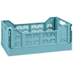 Midi Stacking Fold Flat Crate 30.6 X 20.5 X 12.6cm - Teal