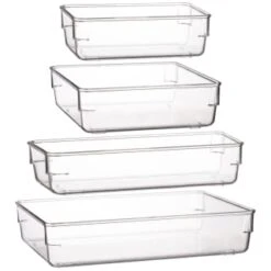 Clear Organiser Plastic Tray - Large -B&M 384976 384977 384978 384984 clear organiser tray group 1