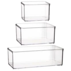 Clear Nestable Storage Tub - Small 7 Clear Nestable Storage Tub - Small -B&M 385001 384979 384985 clear nestable box group 2
