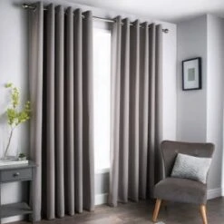 B&M Oxford Grey Black Out Curtains With Eyelets 46 X 72"