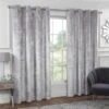 B&M Versailles Silver Crushed Velvet Fully Lined Curtains 90 X 90"