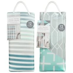 Blue Stripe Printed Shower Curtain 5 Blue Stripe Printed Shower Curtain -B&M 390591 printed shower curtain blue group