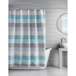 Blue Stripe Printed Shower Curtain 2 Blue Stripe Printed Shower Curtain - Image 2
