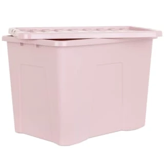 B&M Storage Box With Lid 80L - Dusty Pink 2 B&M Storage Box With Lid 80L - Dusty Pink - Image 2