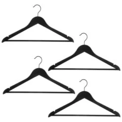 B&M Matt Black Wooden Hangers 4pk -B&M 392148 4pk matte black wooden hangers 2