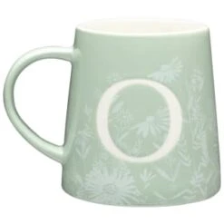 B&M Floral Alphabet Mug (Assorted) -B&M 394402 floral alphapet mug green o