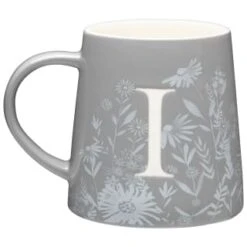 B&M Floral Alphabet Mug (Assorted) -B&M 394402 floral alphapet mug grey i