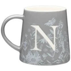 B&M Floral Alphabet Mug (Assorted) -B&M 394402 floral alphapet mug grey n