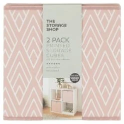 Lokken Printed Storage Cubes 2pk - Pink Diamond -B&M 395838 2pk printed lokken storage cubes pink diamond 2