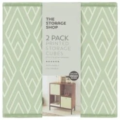Lokken Printed Storage Cubes 2pk - Sage Diamond 7 Lokken Printed Storage Cubes 2pk - Sage Diamond -B&M 395843 2pk printed lokken storage cubes sage diamond 2