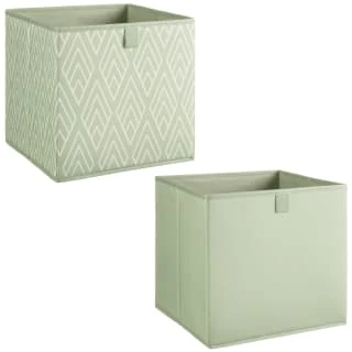 Lokken Printed Storage Cubes 2pk - Sage Diamond 4 Lokken Printed Storage Cubes 2pk - Sage Diamond - Image 4