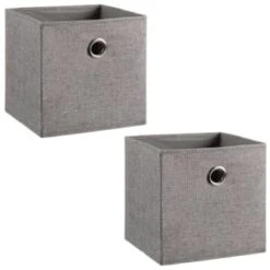Lokken Linen Storage Cubes 2pk - Grey -B&M 395851 2pk linen lokken storage cubes grey 3